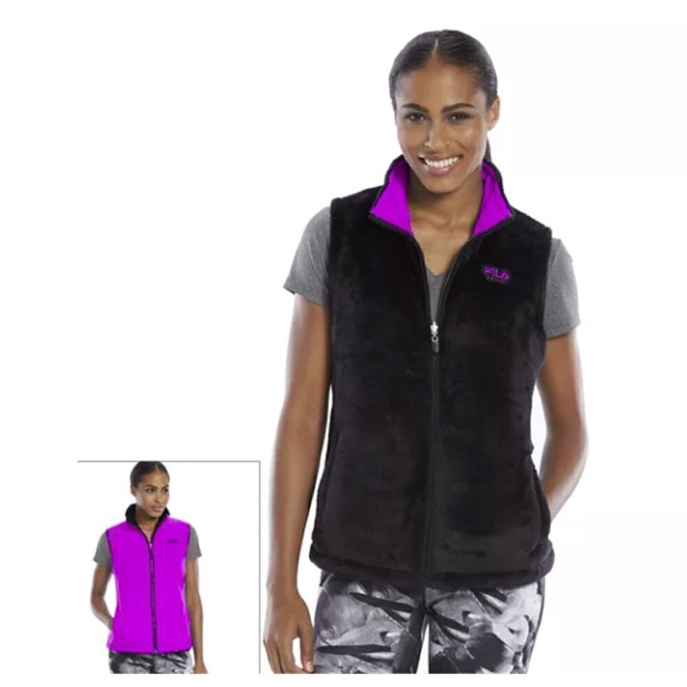 ❤️358 FILA SPORT Reversible Zip Up Fleece Vest